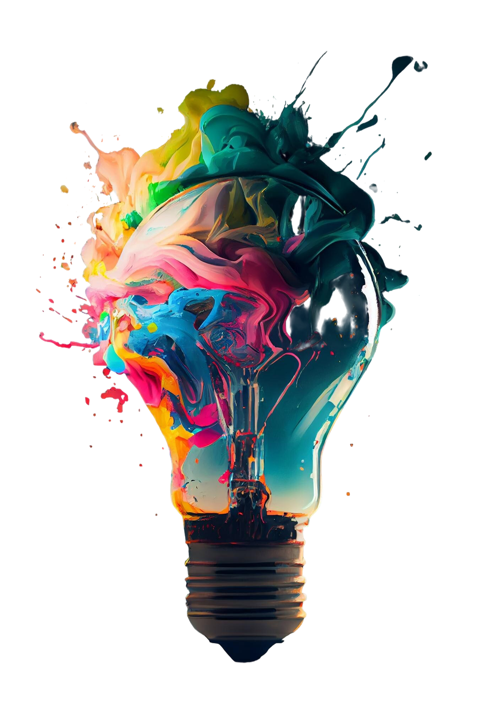 Colorful illustrated lightbulb, representing ideas and collaboration